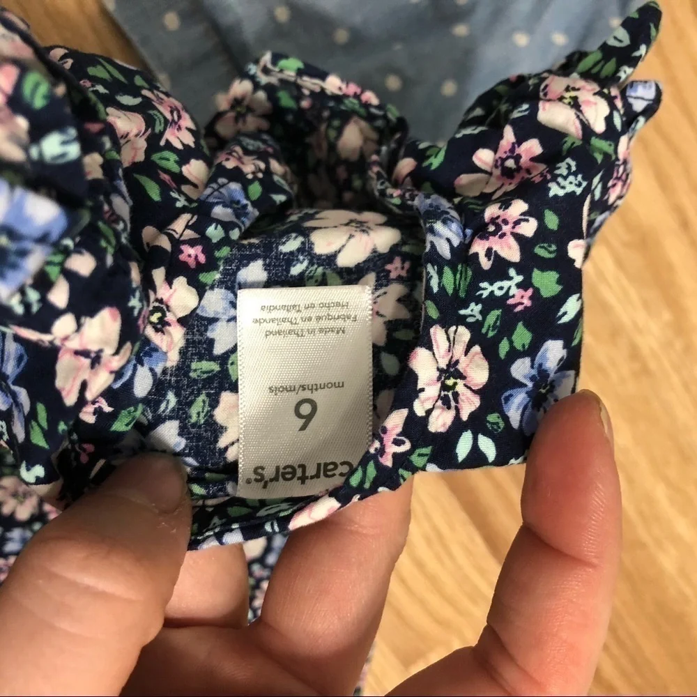 6 Month Girl Bundle Carter’s Floral Jumpsuit Denim Skirtall Skirt Overalls Baby